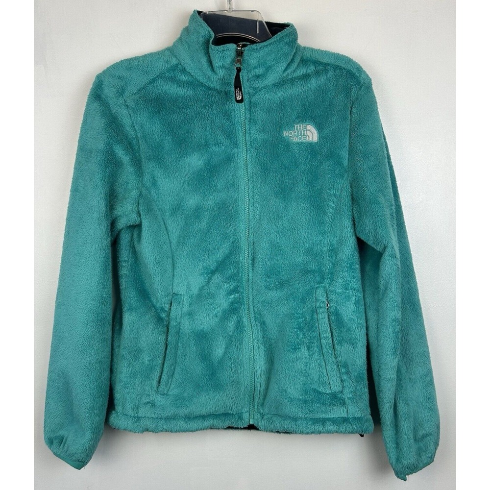 North Face Jacket Womens Small Fuzzy Osito Fleece Zip Turquoise Warm Cozy Read